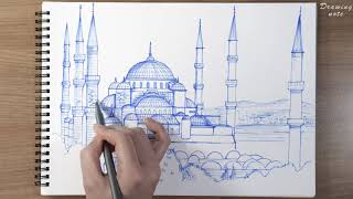 The Blue Mosque, Sultan Ahmet Camii, Istanbul (Time-Lapse) drawing