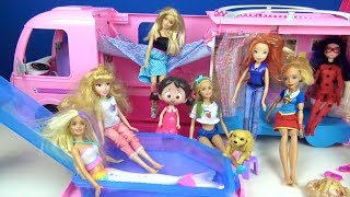 Muhteşem Barbie Rüya Karavanı Niloya Mucize Uğur Böceği Winx ile havuzlu araçta 