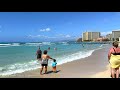 [4K] Waikiki Beach in Honolulu Hawaii - Walking Tour Vlog & Vacation Travel Guide 🎧 Relaxing Waves