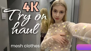 4K Transparent Try On Haul Best Quality White Shut Micro Bikinisee-Through, All Colors