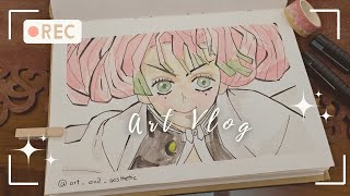 How To Draw Kanroji Mitsuri From Demon Slayer How To Draw Anime Art Vlogwith Kny Lofi Beats