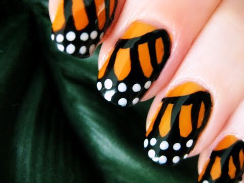Monarch Butterfly Nail Art Design