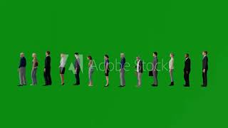 People Green Screen People Are Standing In A Line Side Angle Chromakey Rendering Animation