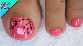 DISEÑO DE UÑAS PARA PIES FLOR SENCILLA - FLOWERS NAIL ART - NLC