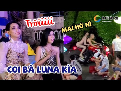 LUNA cưỡi mô tô cùng TRAI ĐẸP 6 MÚI, LUMI, LUCI nhảy múa tưng bừng chấn động lô tô Tân Thời