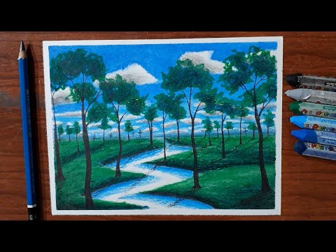 Hướng dẫn vẽ tranh phong cảnh bằng sáp dầu - Oil Pastel Drawing for Beginners