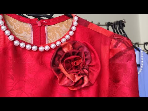 Cách trang trí áo dài l Kết cườm cổ áo l Cách quấn bông hồng nở to .
