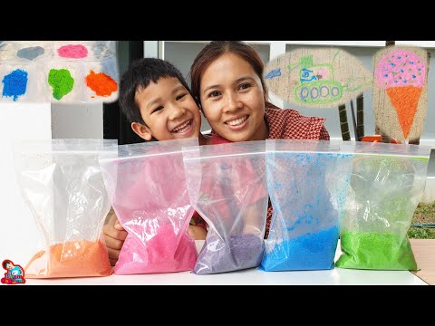น้องบีม | ทำทรายสีเล่นขายของ กิจกรรมครอบครัว