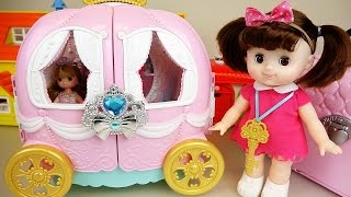 Pink pumpkin carriage and Baby doll house bag toys