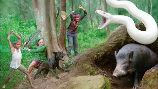 Terrifying Moment Wild Boar Attacked By Giant Python - Miraculous Rescue Primitive Life