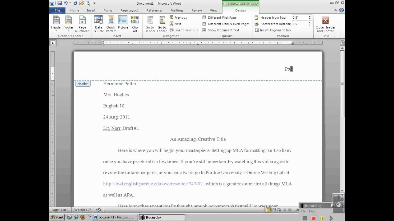 how to exit header and footer in word 2010