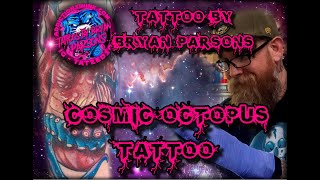 Cosmic octopus heart tattoo.