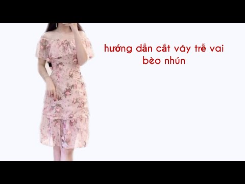 44/Cắt váy trễ vai bèo nhún