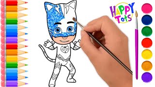 How To Draw Pj Masks Catboy - Glitter Drawing And Coloring For Kids Children