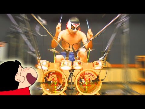 dainashi クレヨンしんちゃんop オラは人気者 1 2倍速 ツーバスアンパンマンドラム double bass toy drum playthrough してみた動画まとめ