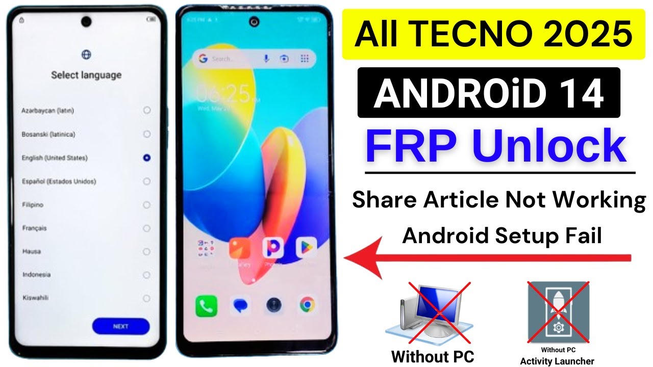 All Tecno Android 14 Frp Bypass/Unlock New Update 2025 All Tecno Android 14 Frp Bypass/Unlock New Update 2025