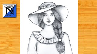 How To Draw A Cute Girl Wearing Hat Pencil Sketch For Beginner Cute Girl Sketch Drawing