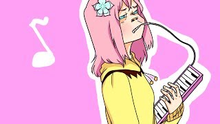 playing the melodica while following random cosplayers