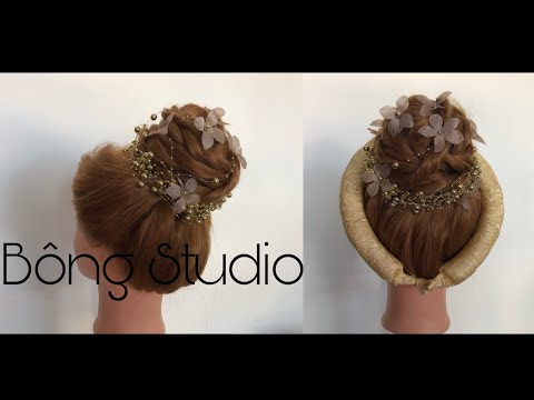 Hướng dẫn bới tóc cô dâu |tóc bới cao đội mấn mẫu 97| Bông Studio
