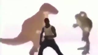 cj dancing with dinosaur and frog