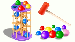 Learn Colors with Wooden Ball Hammer Educational Toys - Colors and Shapes Videos Collection