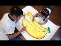 BÉ BÚN VẼ VÀ TÔ MÀU QUẢ CHUỐI KHỔNG LỒ | DRAWING & COLORING BANANA GIANT