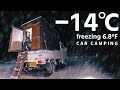 First danger! -14 ℃ snow car camping is all frozen. DIY light truck camper. 143