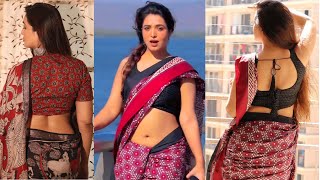 Heena Soni Ds Printed Saree With Matching Blouse Stunning Fashion Photoshoot In Public Places