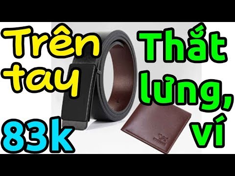 Trên tay bộ thắt lưng, ví da Hanama giá 83k