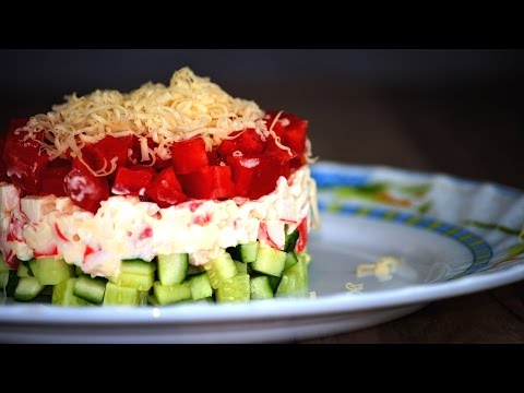 Рецепт салата с крабовыми палочками и помидорами и с сыром