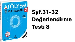 7.Sinif Atölyem S.31-32 Değerlendi̇rme Testi̇ 8