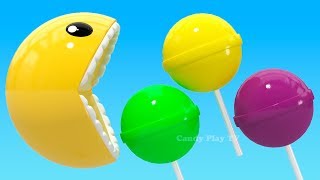 Learning Colors with 3D Pacman Lollipop for Kids Children Toddlers | Learn Colors With 3D Pacman