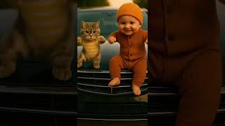Adorable Baby & Cat Dance Together In Perfect Sync