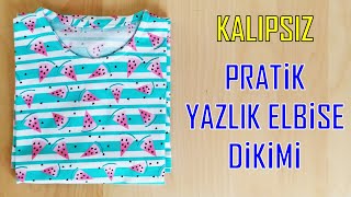 Kalip Kullanmadan Prati̇k Yazlik Elbi̇se Di̇ki̇mi̇ Diy, Practical Summer Dressing Sewing, No Pattern