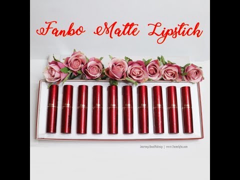 Review + Swatch 10 Fanbo Matte Lipstick - YouTube