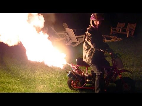... Bike Custom Flamethrower Exhaust- Riding With new Spray Bottle (1080p