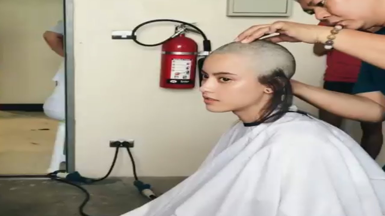 Sexy asian bald headshave compilation