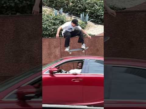 Skater Ollies over moving Car Feat. John Bradford @NkaVidsSkateboarding #skateboarding #skate