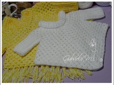 Poncho con mangas en crochet paso a paso todos los tamaños