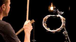 MEINL Percussion - Recording-Combo ABS Tambourine, Dual-Alloy Jingles - TMT2M-WH - open with Stick
