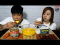 BATTLE of the Luncheon Meat Maling x Spam with Cheesy Sauce Mukbang1