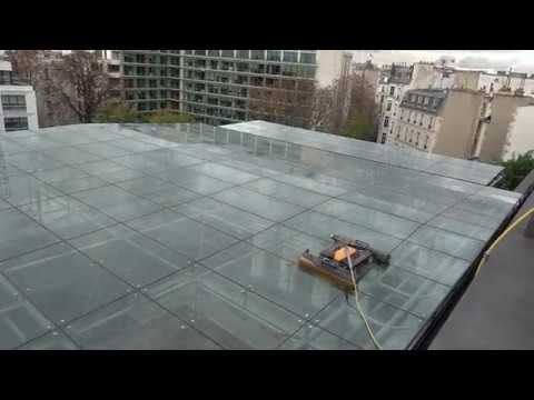 On glass canopy