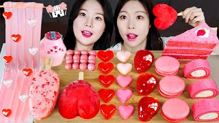 ASMR MUKBANG| 핑크 디저트 딸기 아이스크림 탕후루 마카롱 젤리 먹방 & 레시피 DESSERT ICE CREAM MACARONS EAT