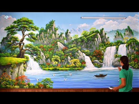 Vẽ tranh tường 3d, phong cảnh sơn thủy. (Thi công vẽ tranh tường, Đào tạo họa sĩ.ĐT: 0969.033.288).