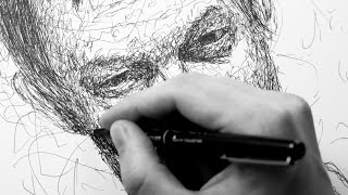 Portrait drawn entirely by scribbling - Ballpoint Pen Portrait drawn entirely by scribbling - Ballpoint Pen
