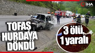 Zonguldak'ta Trafik Kazası, Tofaş Hurdaya Döndü
