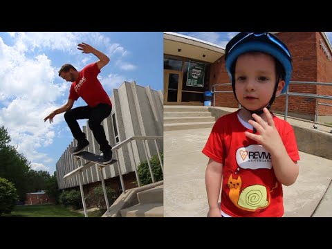 3 Year Old Films Dad Skating Handrail!