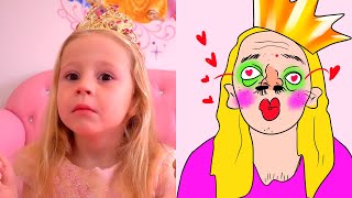 Nastya Begs Her Dad For New Clothes, Jewelry And Braids Funny Drawing Meme Cartoon Collection