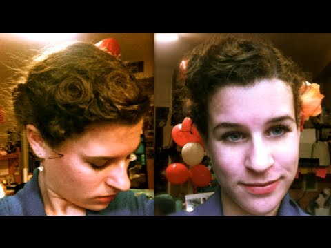 Curly Hairstyle: Retro Rolled Updo