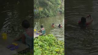 Village Girl Taking Baths In Pond
